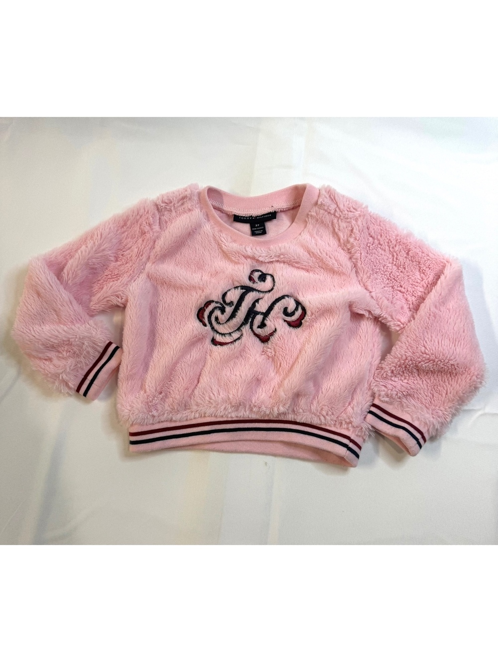Tommy Hilfiger Pink Fuzzy Sweatshirt for Toddler 3T